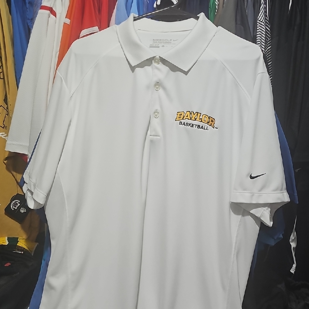 Nike White Baylor Basketball Polo